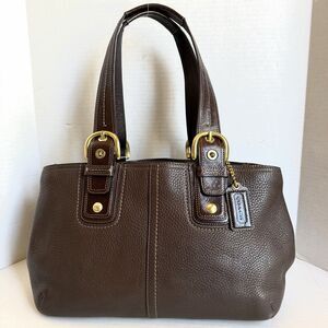 Coach Soho Leather Zip Satchel Shoulder Bag F11844 Brown Pebble Y2K Purse Buckle